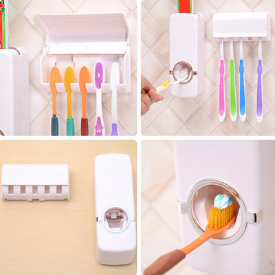 Automatic Toothpaste Dispenser And Toothbrush Holder Set